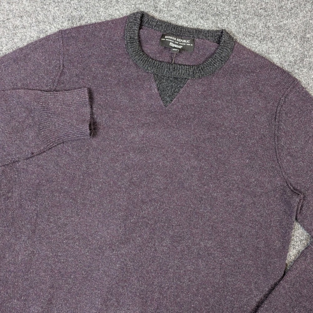 NWT Banana Republic Filpucci Merino Wool Blend Sweater Purple Gray Mens Medium